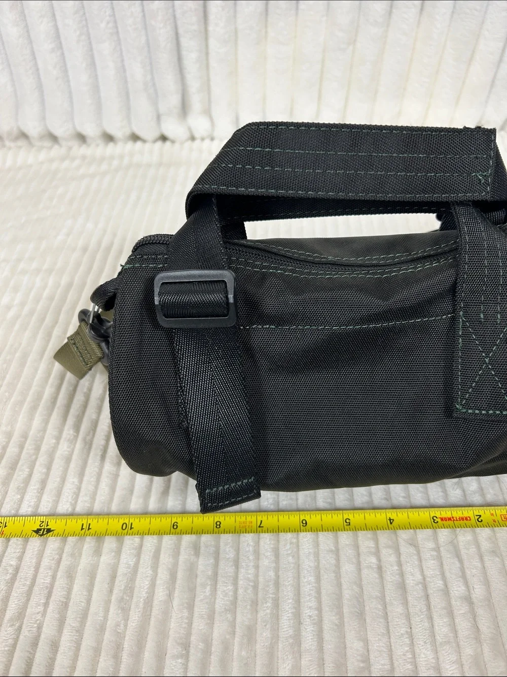 Zara Men's mini Black nylon Compact Crossbody Bag with Olive Strap travel